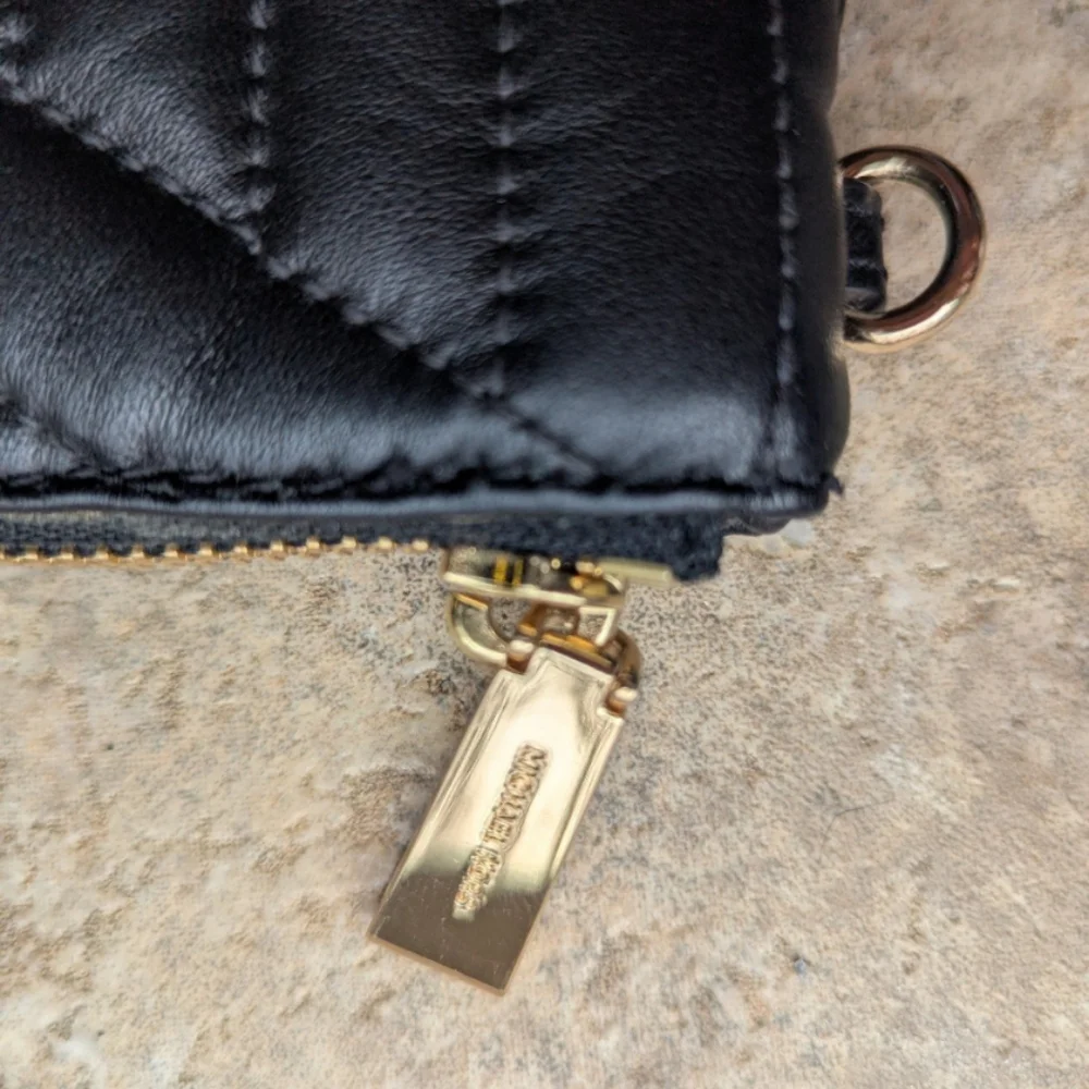 Michael Kors Black Quilted Leather Pouch
